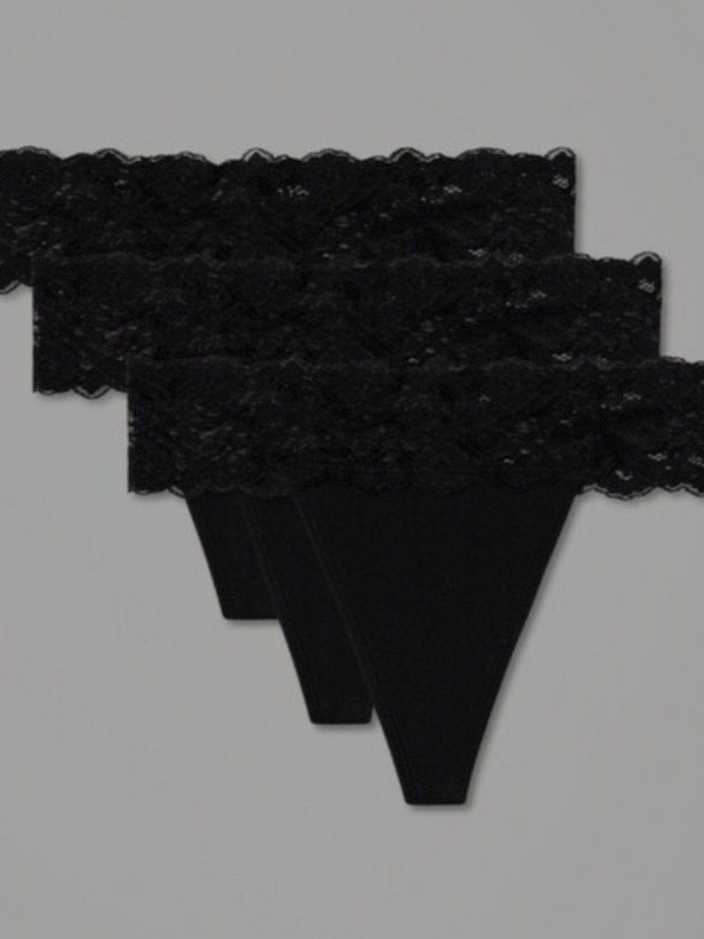 NWOT' Pact Women's Black Lace-Trim Thong – 3-Pack
